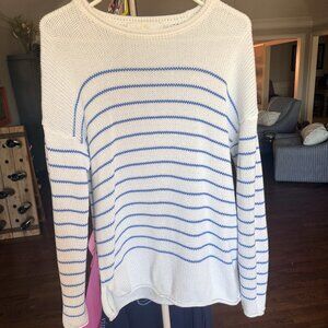 NWOT Lilly Pulitzer Lotan Sweater Sunwashed Blue Tidepool Stripe Size LARGE